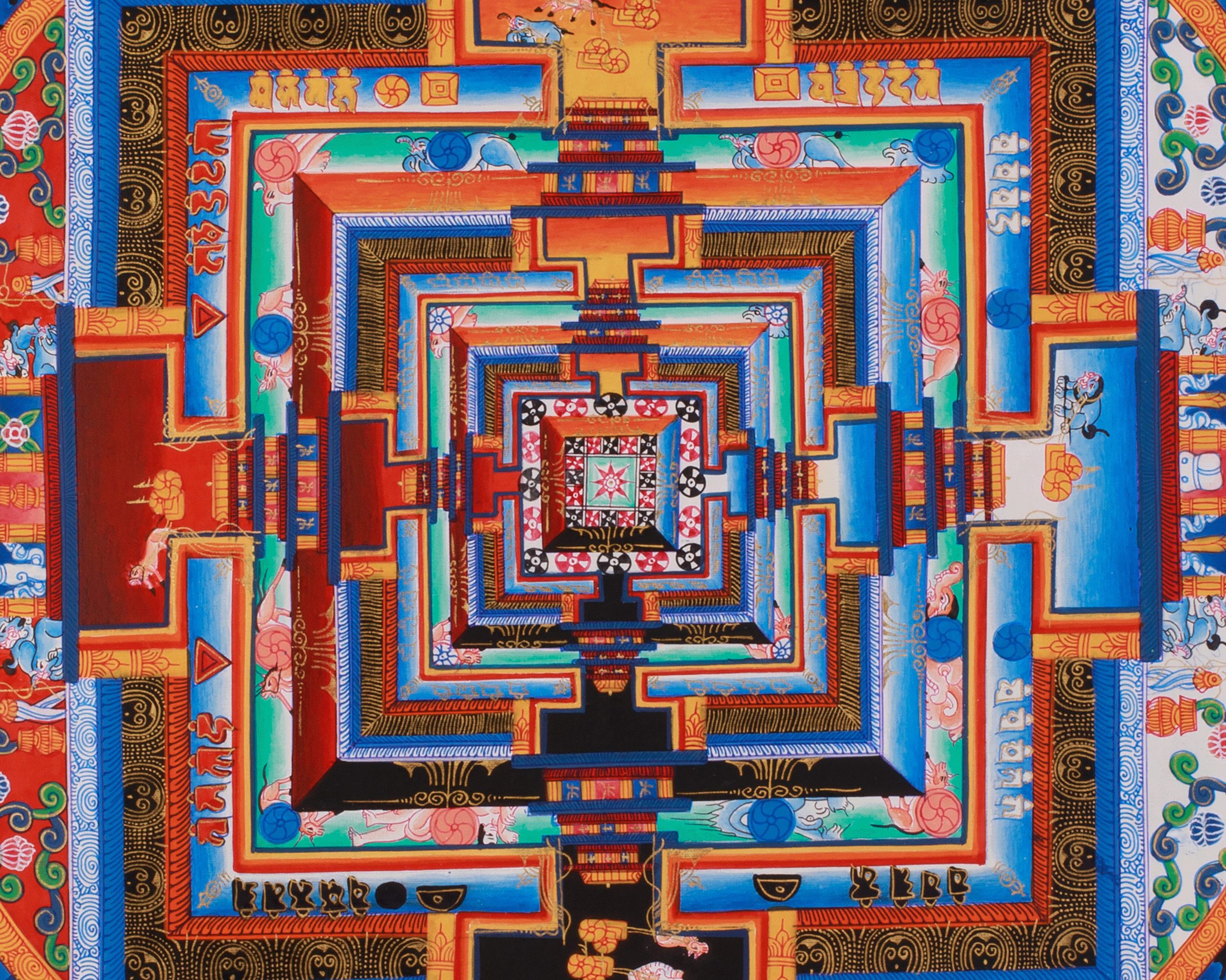 Hand-Painted Kalachakra Mandala Art | Sacred Geometry | Meditation Altar