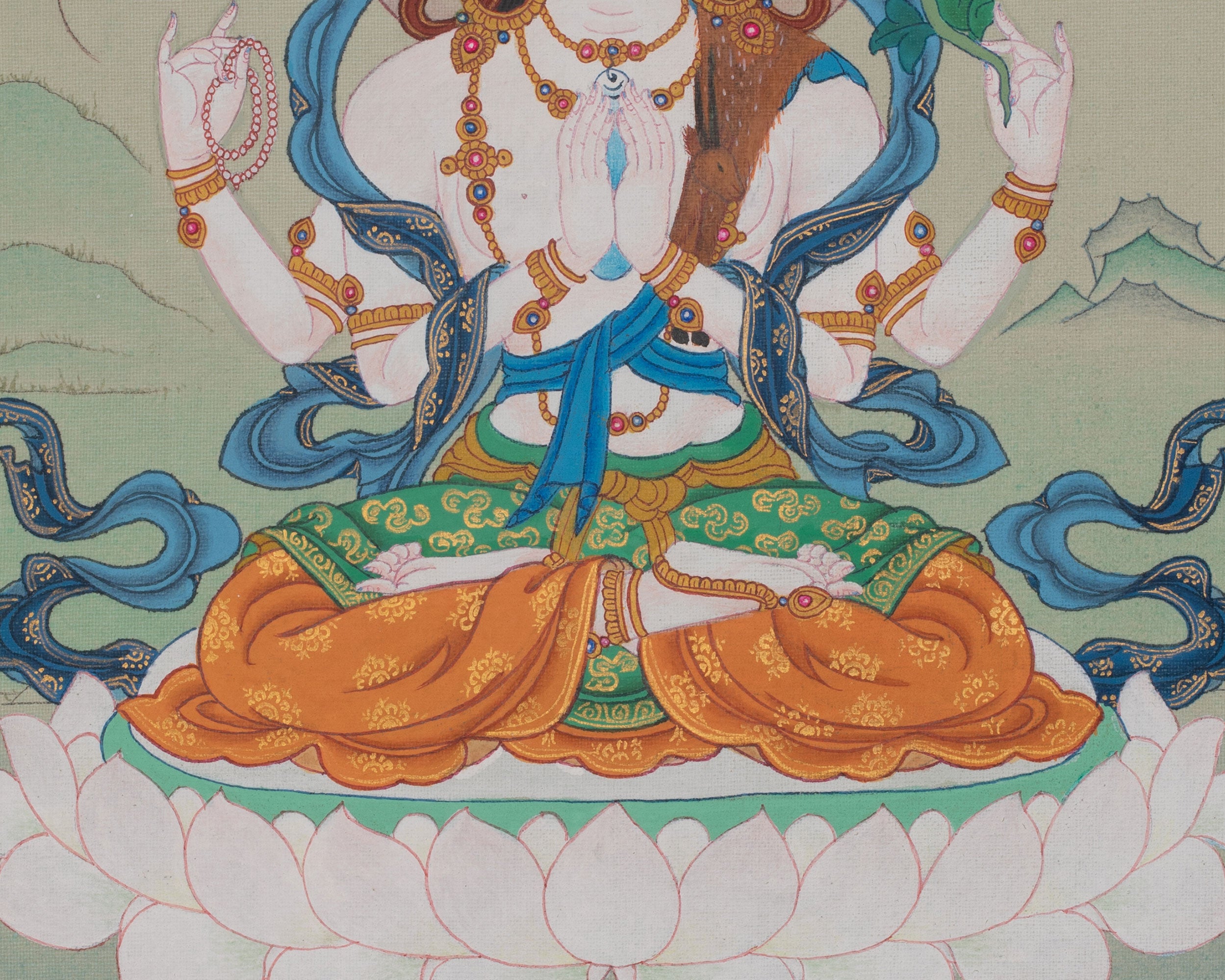 Chenrezig Sacred Buddhist Art | Compassion Buddha | Peaceful Bodhisattva Deity