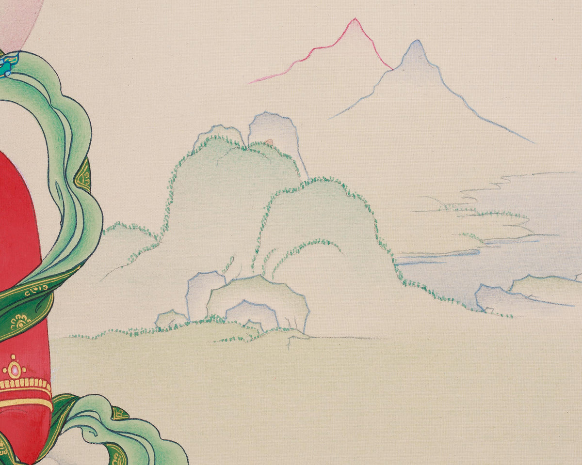 Hand-Painted Buddha Amitayus Thangka | Symbol of Long Life and Enlightened Grace