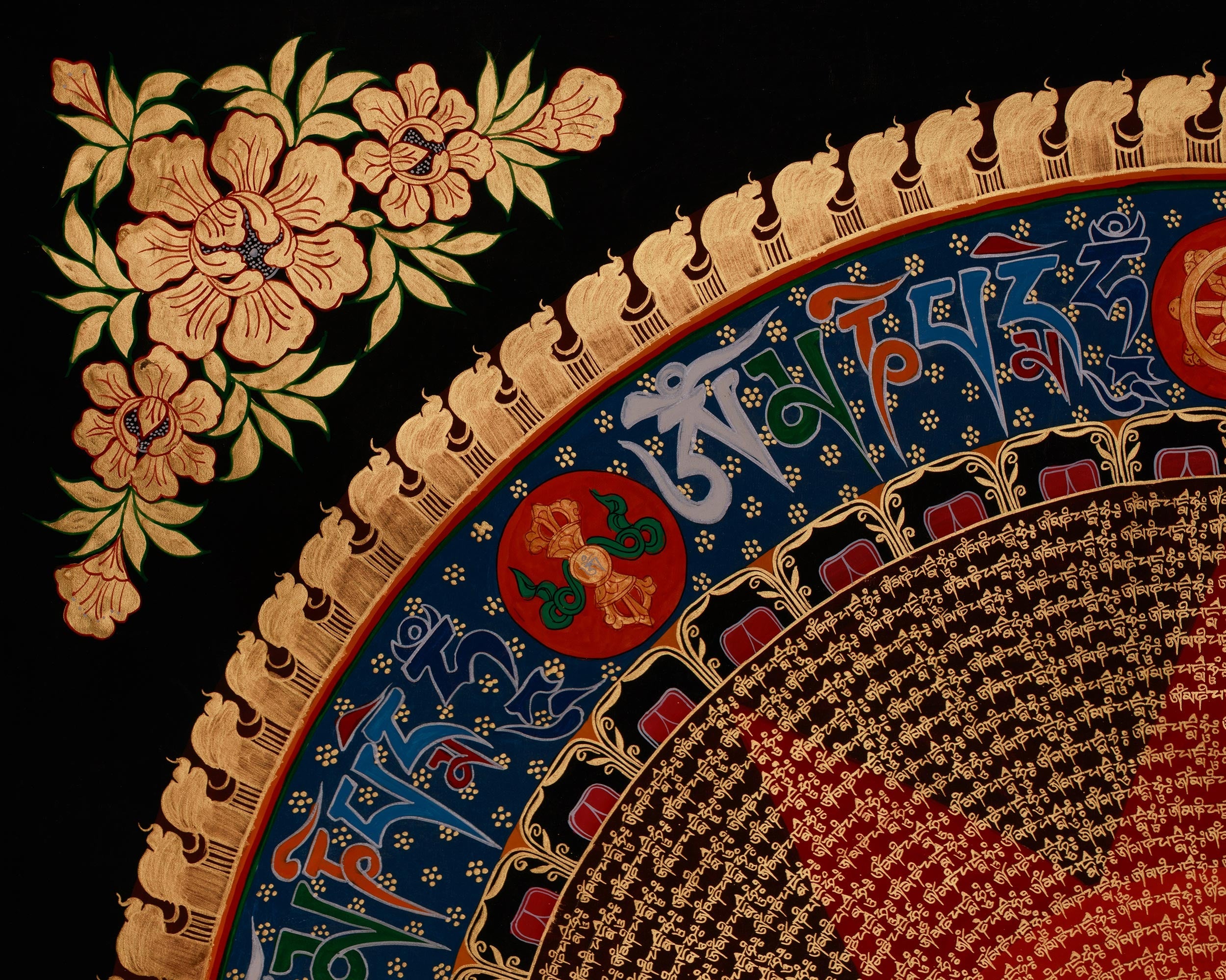Hand-Painted Mantra Mandala Art | A Sacred Expression of Cosmic Energy