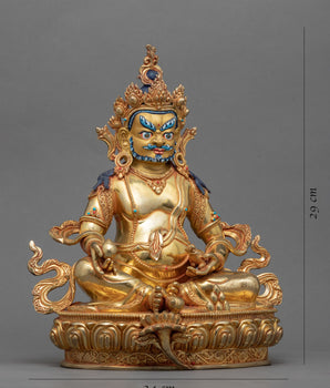 Yellow Jambhala Practice Statue | Gold-Gilded Statue For Meditation