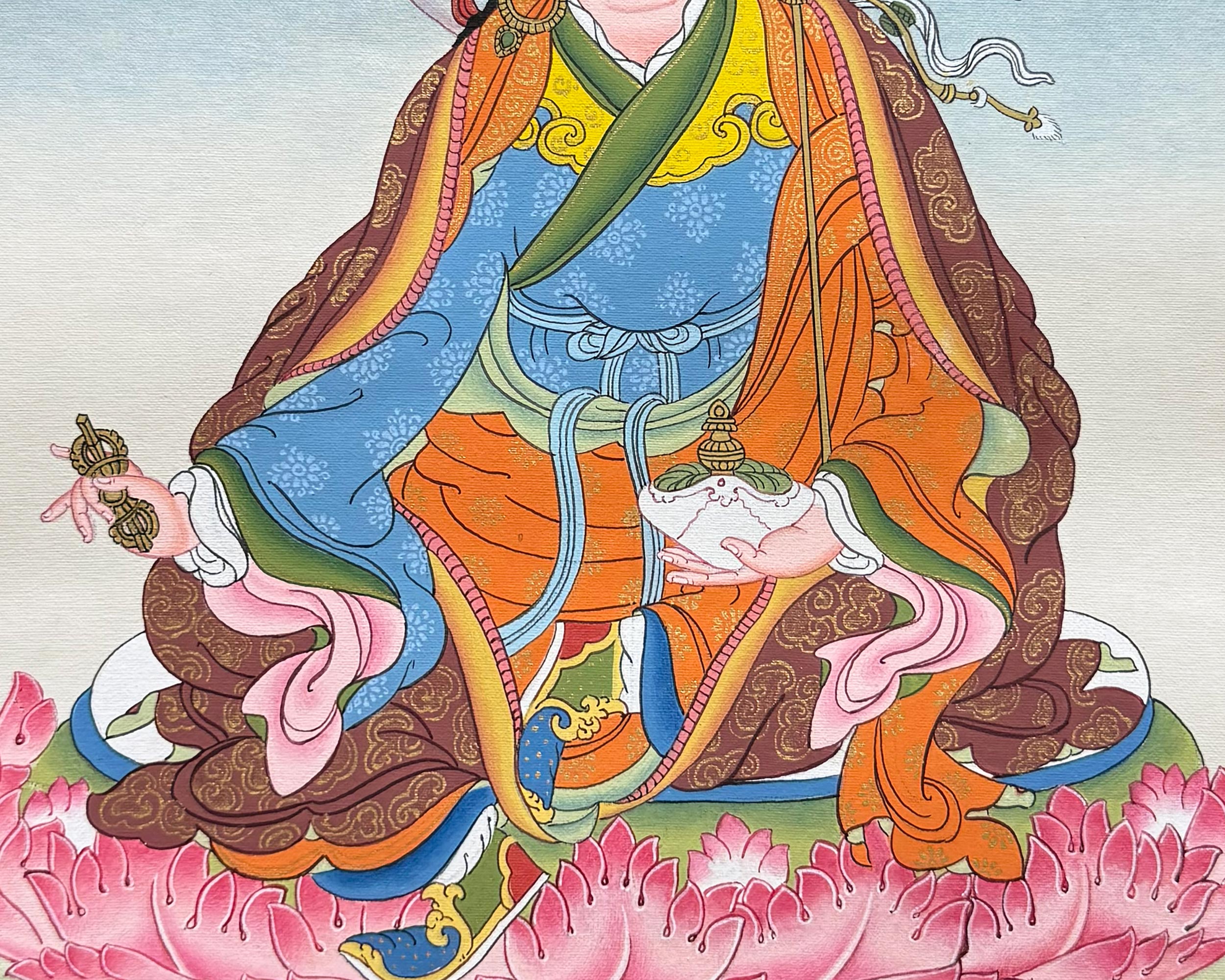 Guru Rinpoche Thangka With Brocade |  Embodiment of Profound Wisdom