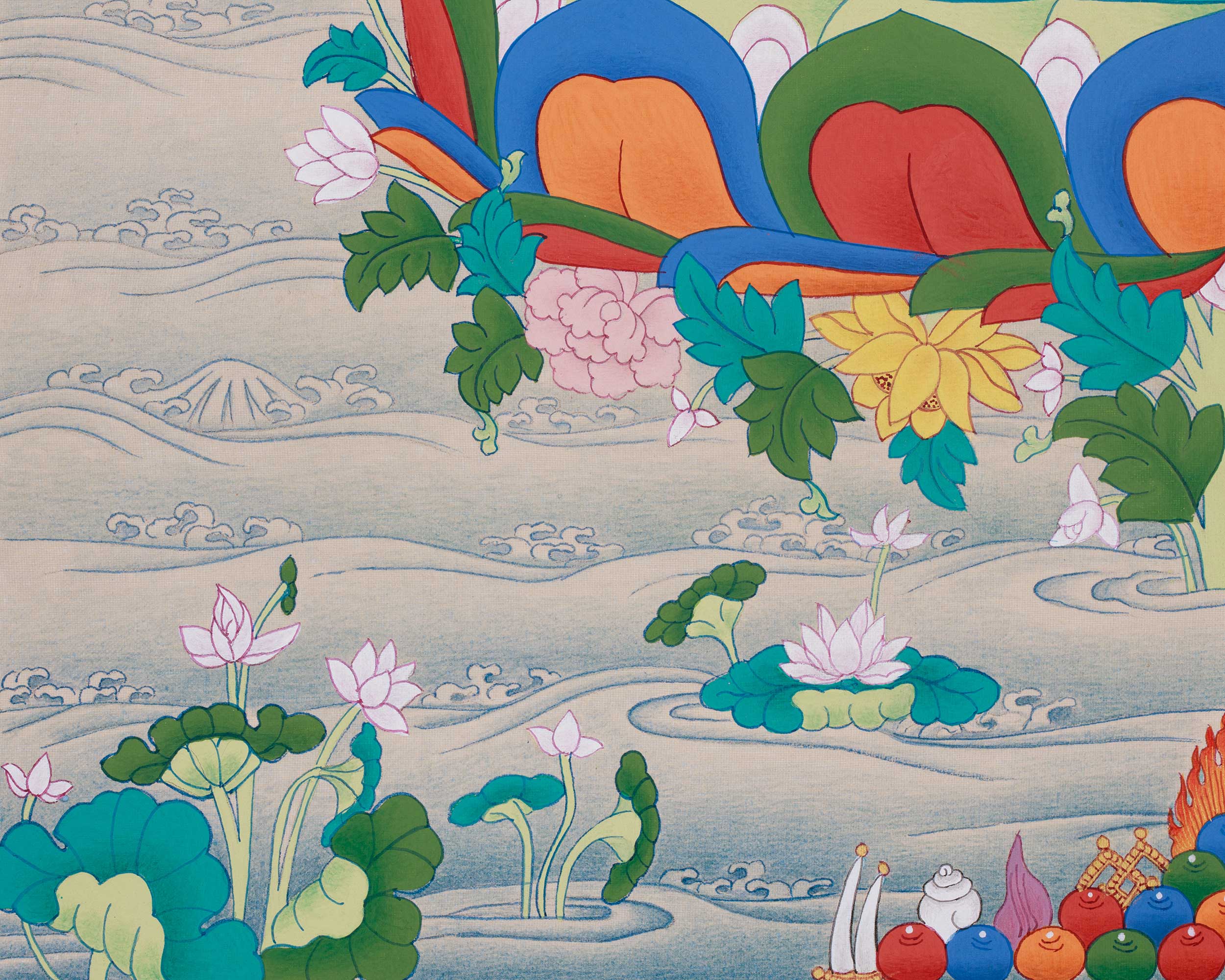 24 Inch Manjushri Thangka | Bodhisattva of Profound Knowledge and Clarity