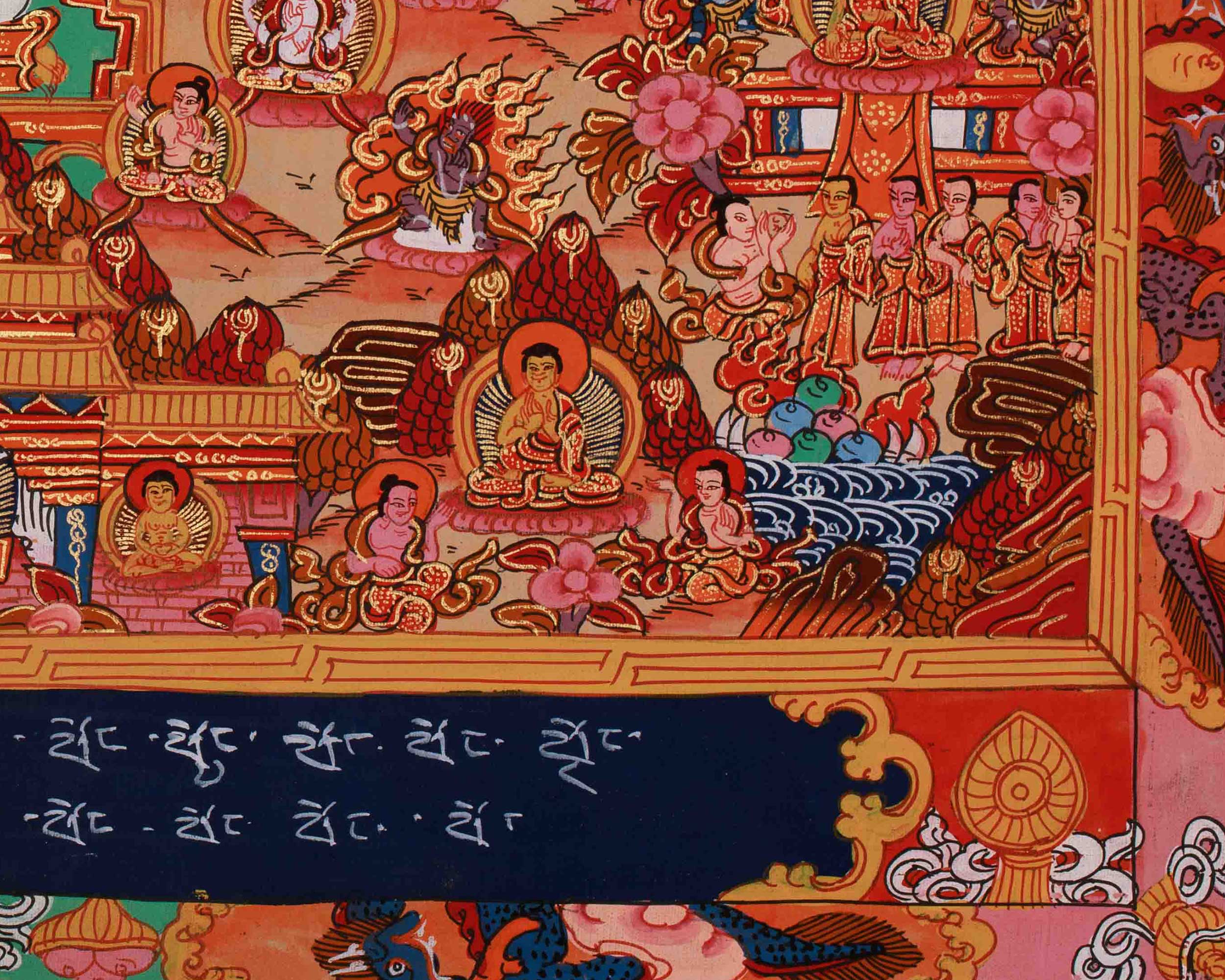 Divine Buddha Life Story Thangka | Siddhartha Gautama | Spiritual Journey Toward Enlightenment