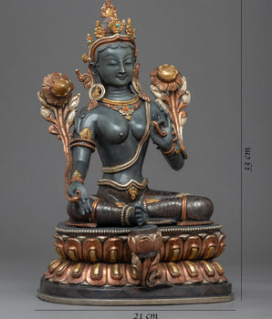 Green Tara Guru Sculpture | Female Buddha Art