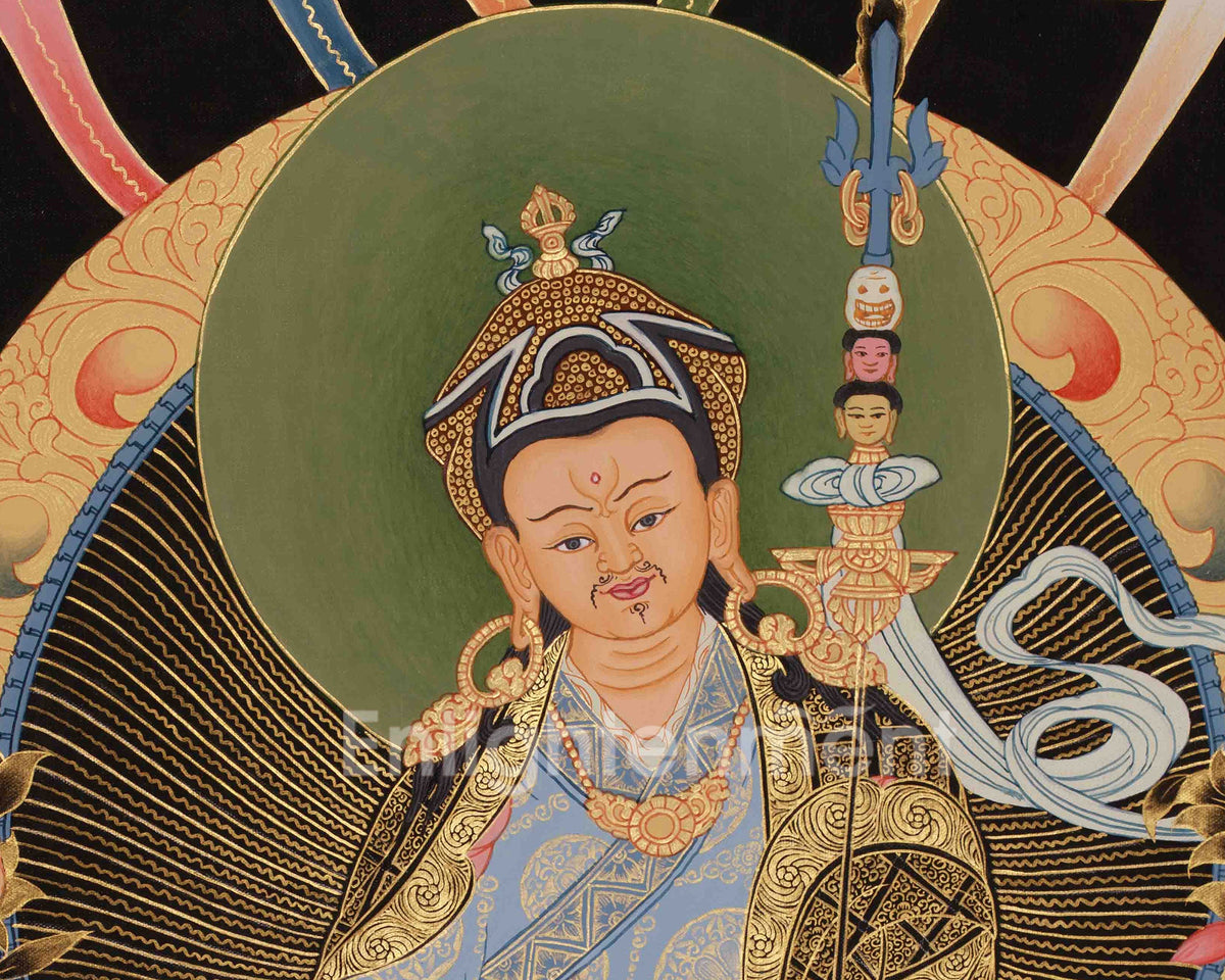 Vajrayana Buddhist Guru Rinpoche Thangka | Guru Padmasambhava Art | Meditation & Spiritual Altar