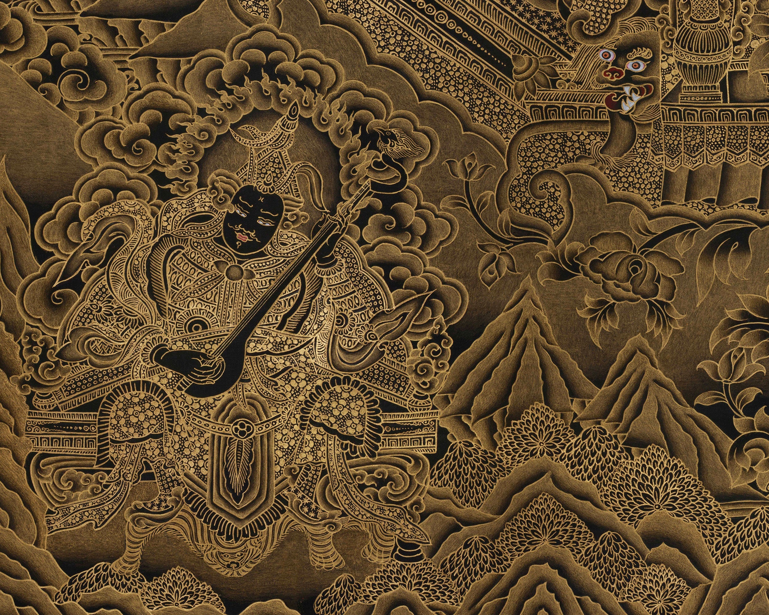 Golden Presence of Bhaishajyaguru, Medicine Buddha | Giclee Canvas Print