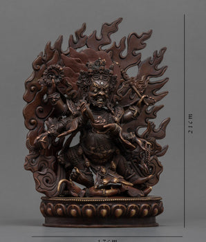 Mahakala 6 Armed Sculpture | Traditional Tibetan Mahakala Statue