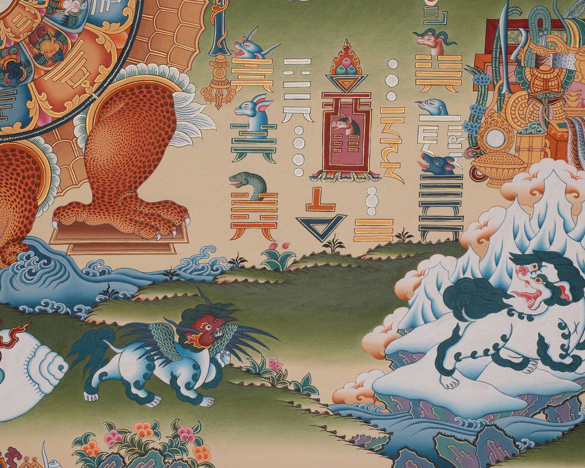 Traditional Tibetan Calendar | Hand-Painted Himalayan Astrological Thangka
