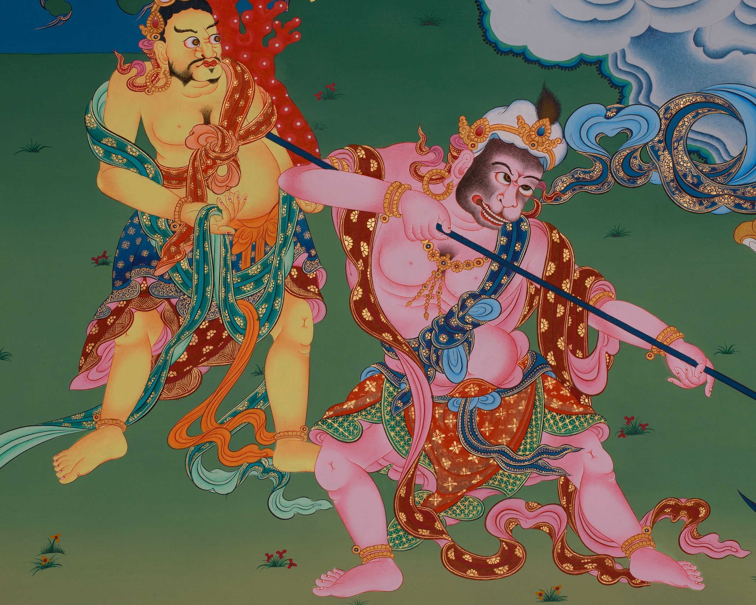 Traditional Thangka of Vaisravana | Tibetan Wealth God | Protector Deity