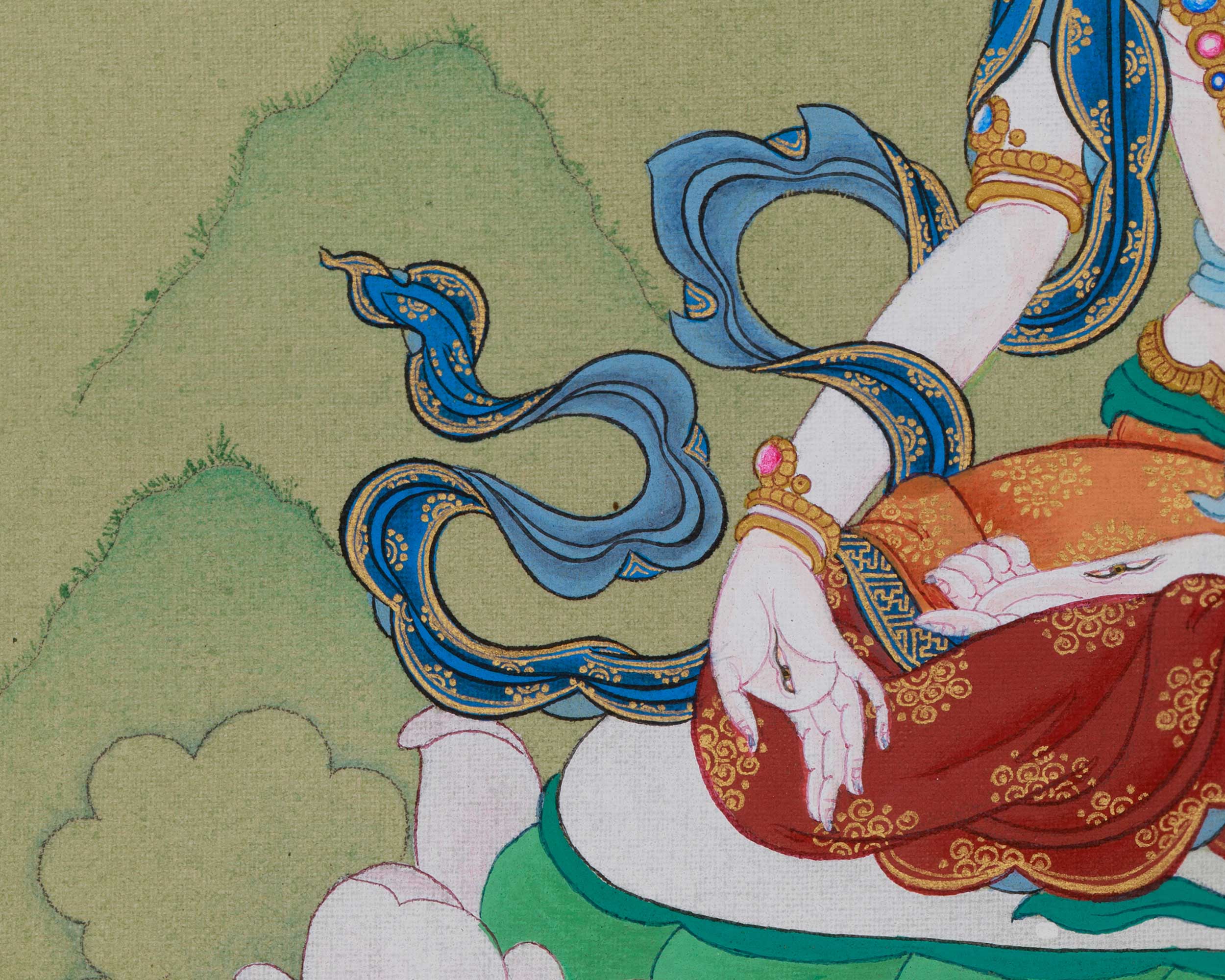 Long Life Deity White Tara Thangka | Seven-Eyed Deity | Sita Tara Artwork