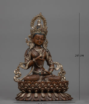 Vajrasattva 26cm Silver Plated Oxidized Statue | Handcrafted Symbol of Purity