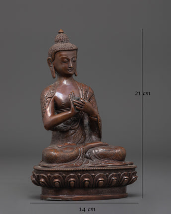 Oxidized Copper handmade Vairocana Sculpture: Cosmic Buddha