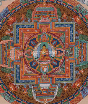 Shakyamuni Buddha Mandala Art Print For Meditation | Genuine Tibetan Sacred Art As Religious Wall Decor