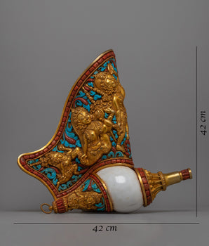 Tibetan Conch Shell | Handmade Buddhist Ceremonial Instrument