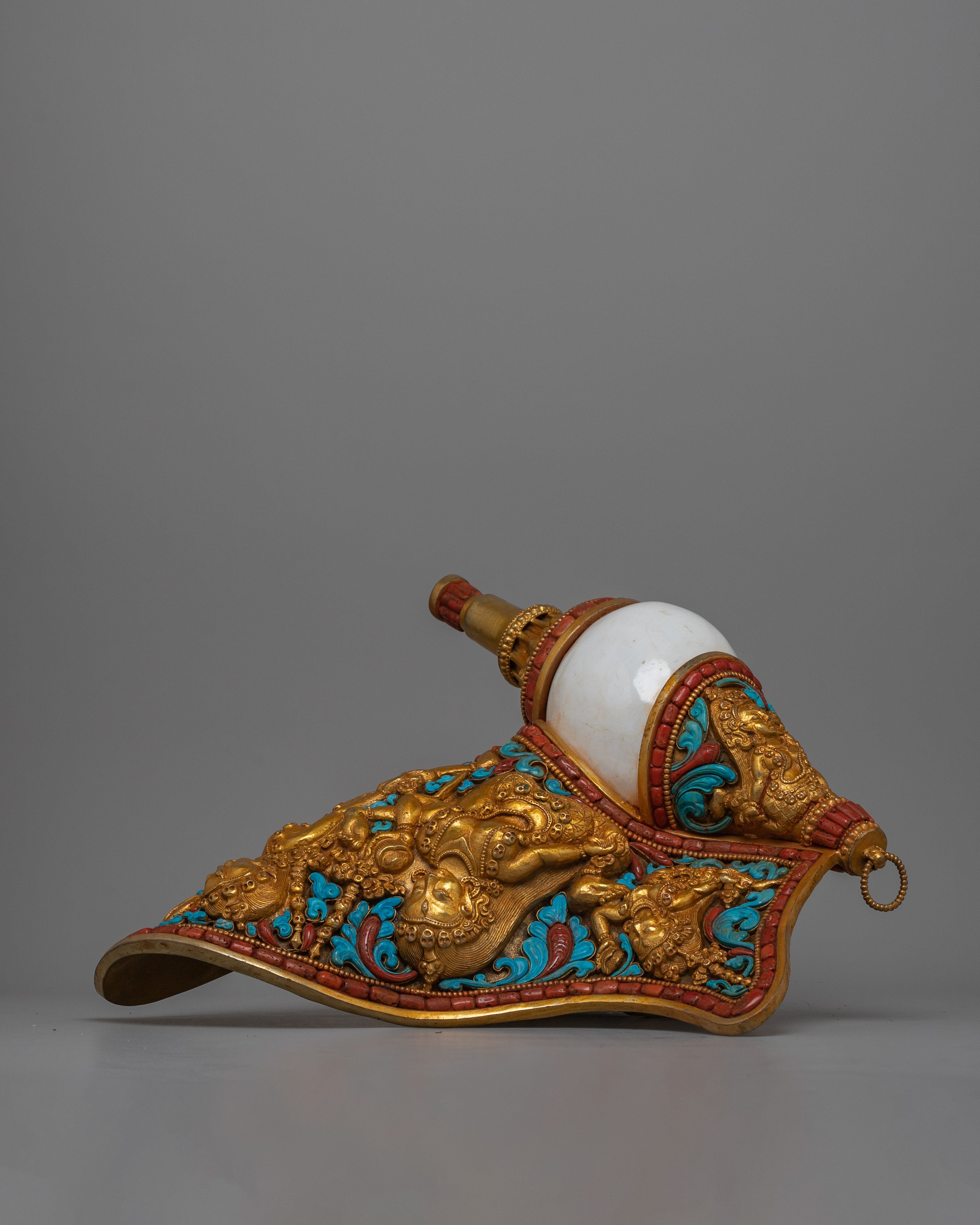 Tibetan Conch Shell | Handmade Buddhist Ceremonial Instrument