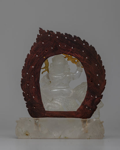 Crystal Stone Namtoshe Statue | Buddhist Wealth and Prosperity Sculpture