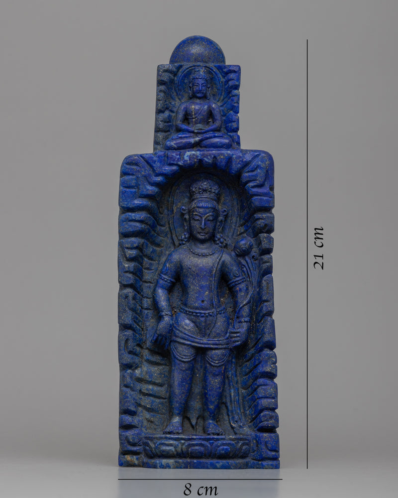 Lapis Standing Lokeshvara Statue | Rich Blue Gemstone Buddhist Icon