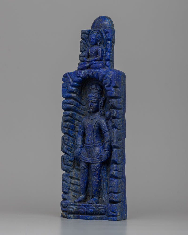 Lapis Standing Lokeshvara Statue | Rich Blue Gemstone Buddhist Icon