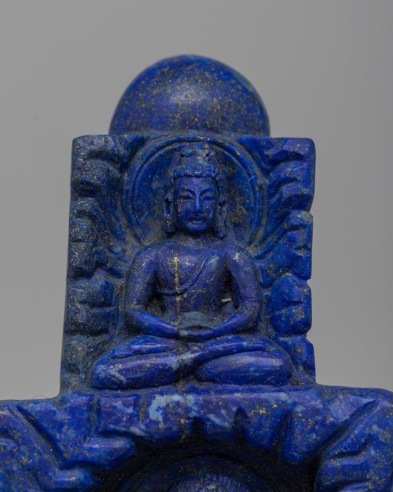 Lapis Standing Lokeshvara Statue | Rich Blue Gemstone Buddhist Icon