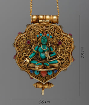Green Tara Ghau Box Locket | A Sacred Amulet Infused with Divine Blessings