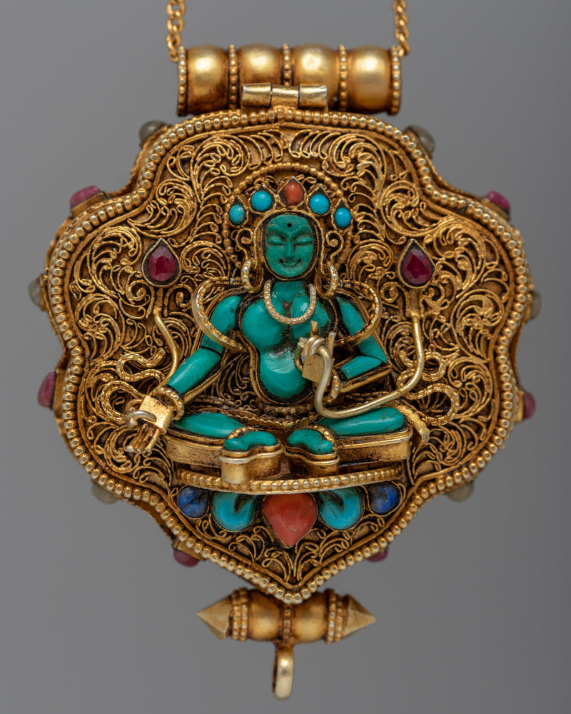 Green Tara Ghau Box Locket | A Sacred Amulet Infused with Divine Blessings