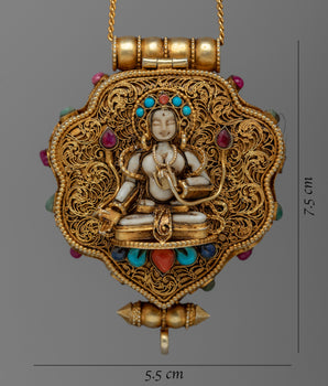 White Tara Ghau Box Locket | Divine Amulet for Spiritual Wellness