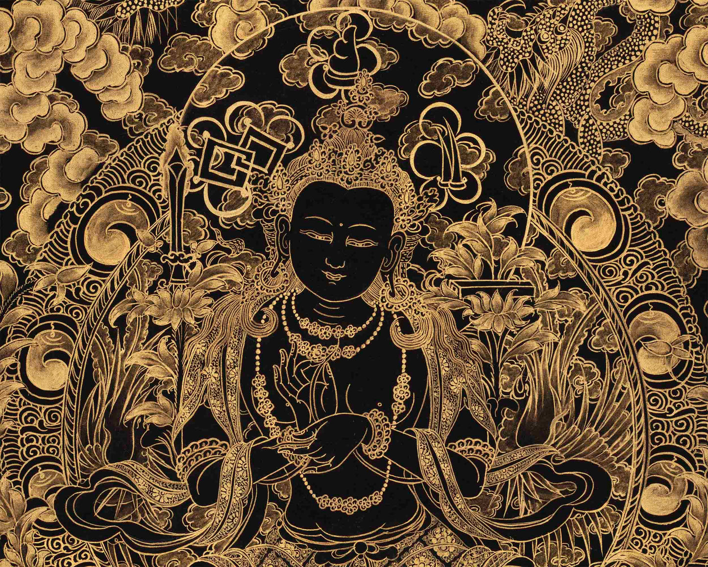 Black and Gold Bodhisattva Samantabhadra | Spiritual and Religious Practice