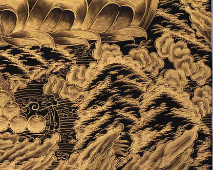 Hand-Painted Black and Gold Manjushri Thangka | Bodhisattva Of Wisdom