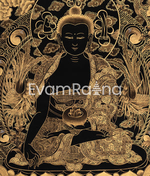 Gold Medicine Buddha Thangka | Symbol of Healing & Balance