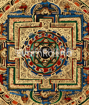 Gold-Embellished Om Mandala Thangka | Spiritual Meditation Art