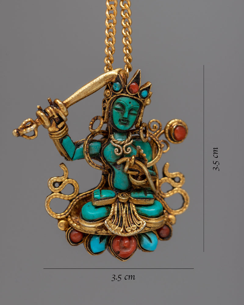 Manjushri Turquoise Locket | Buddhist Enlightenment Jewelry