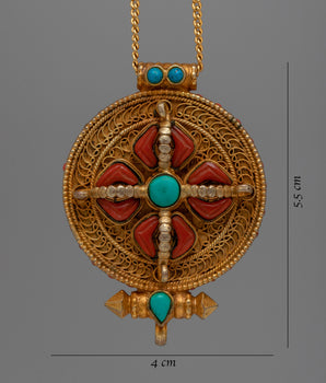 Double Vajra Ghau Box Locket |  Portable Ghau Amulet