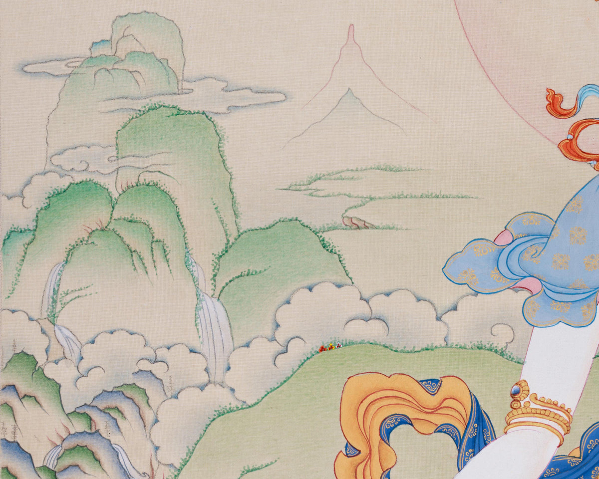 Healing Bodhisattva White Tara | A Divine Thangka of Compassion and Lifelong Wellness