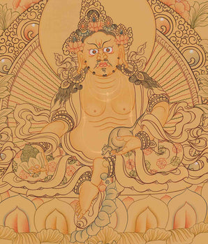 Yellow Dzambala Thangka | Religious Painting