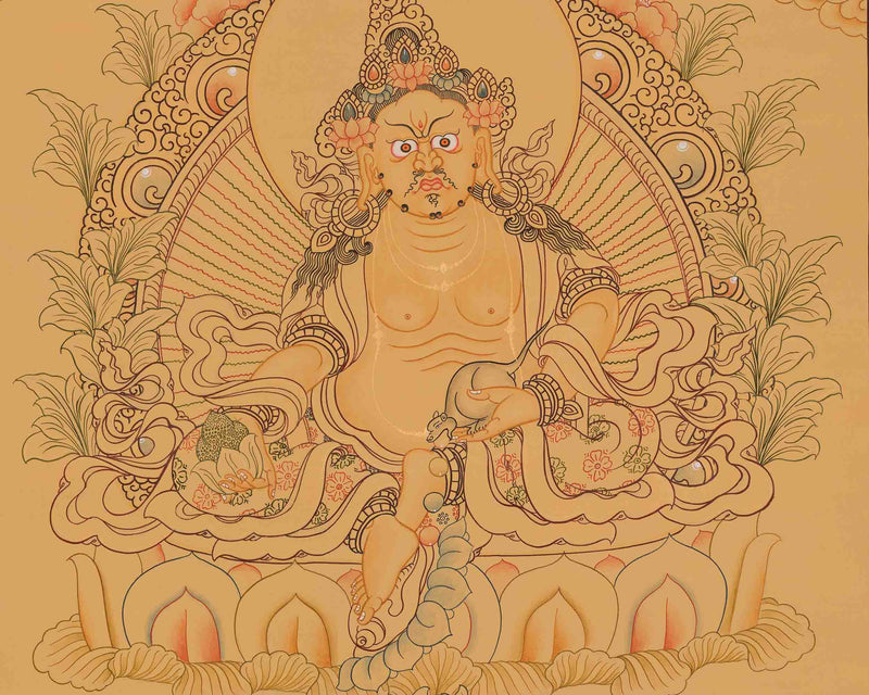 Yellow Dzambala Thangka | Religious Painting