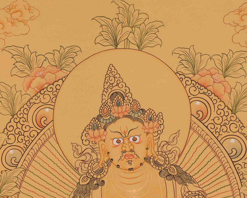 Yellow Dzambala Thangka | Religious Painting