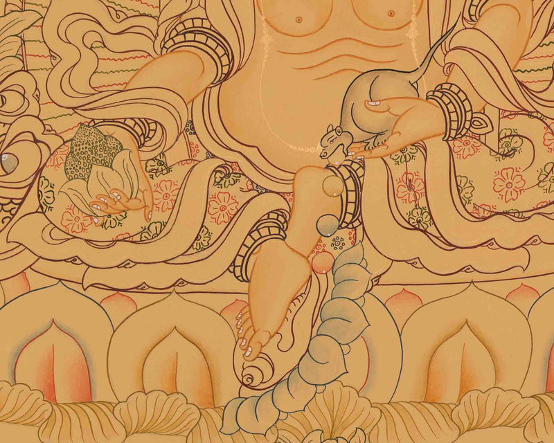 Yellow Dzambala Thangka | Religious Painting