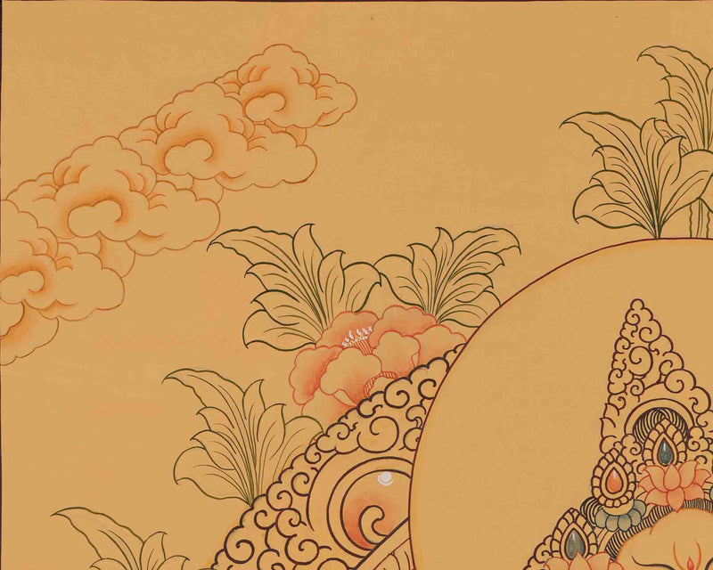 Yellow Dzambala Thangka | Religious Painting