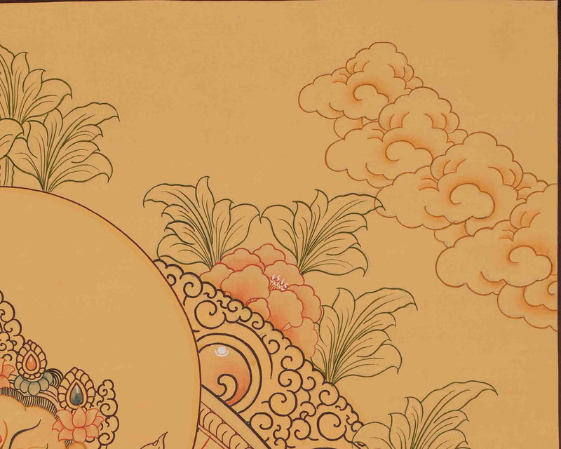 Yellow Dzambala Thangka | Religious Painting