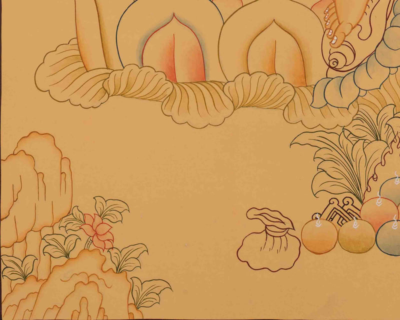 Yellow Dzambala Thangka | Religious Painting