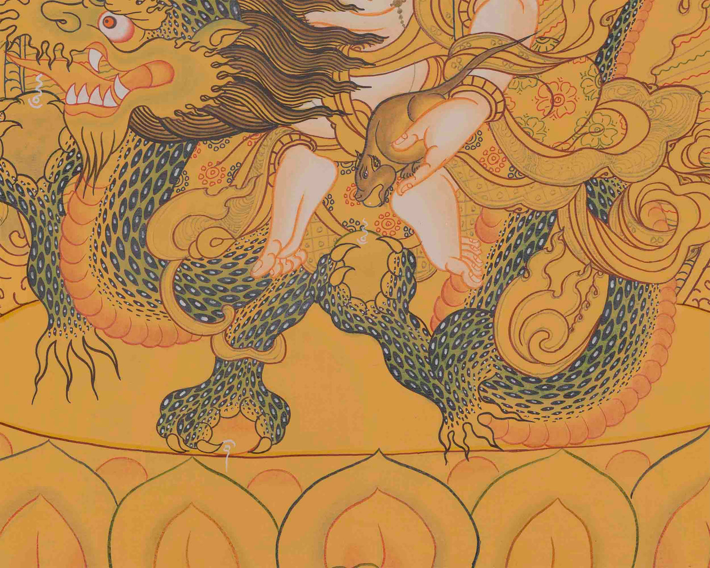 White Dzambala Thangka Painting | Buddhist Kubera Thangka