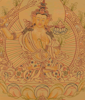Beautifully Hand-Painted Manjushri Thangka | Traditional Artwork