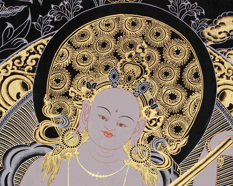 Original Hand-Painted Saraswati Thangka Painting | Goddess of Knowledge