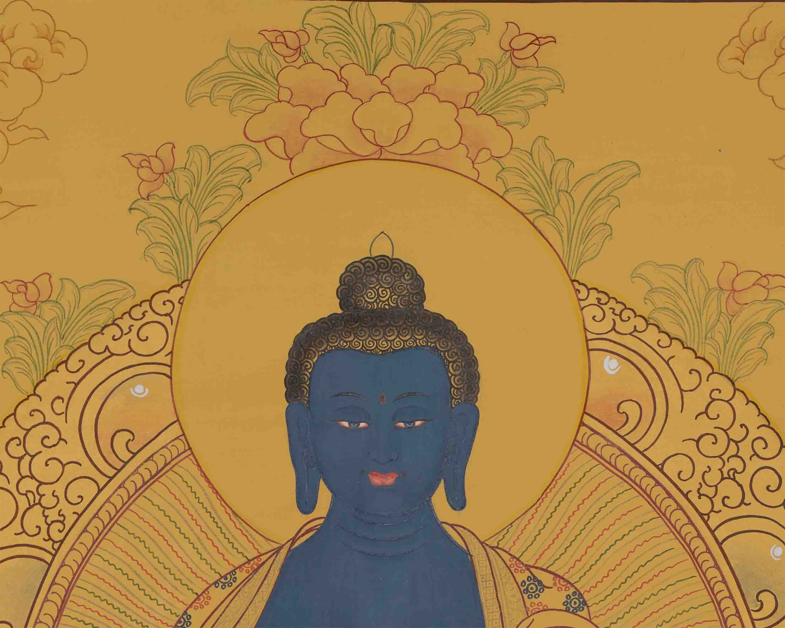 Hand-Painted Tibetan Medicine Buddha | Buddhist Artwork