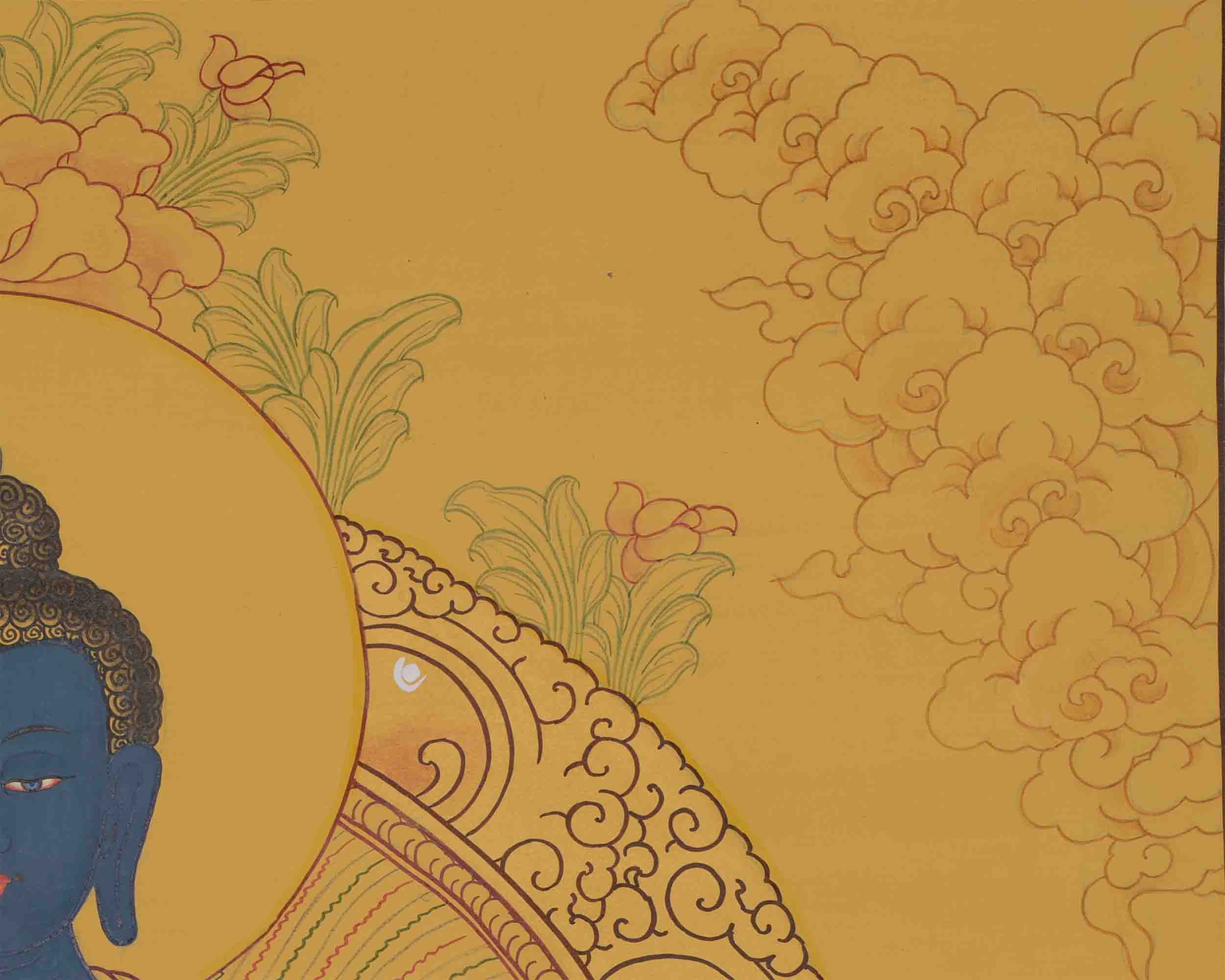 Hand-Painted Tibetan Medicine Buddha | Buddhist Artwork
