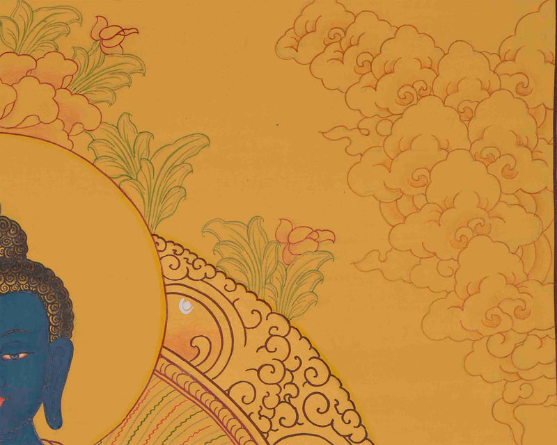 Hand-Painted Tibetan Medicine Buddha | Buddhist Artwork