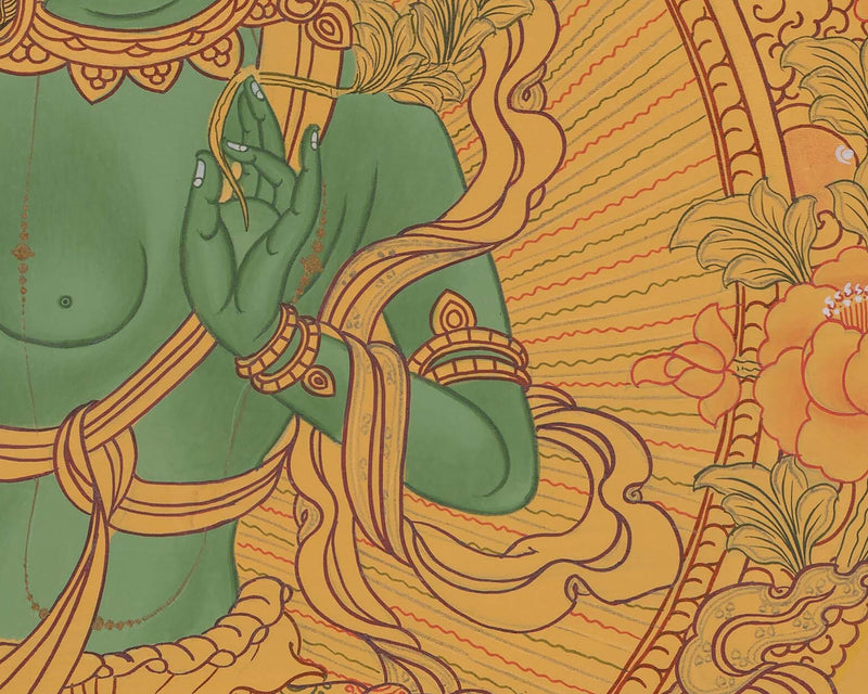 Beautifully Hand-Painted Green Tara | Buddhist Traditional Painting