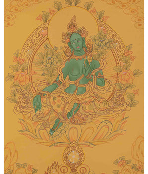 Beautifully Hand-Painted Green Tara