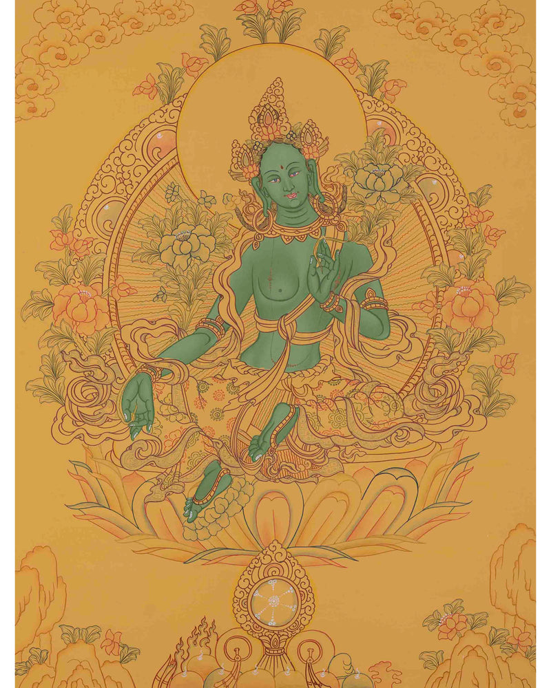 Beautifully Hand-Painted Green Tara